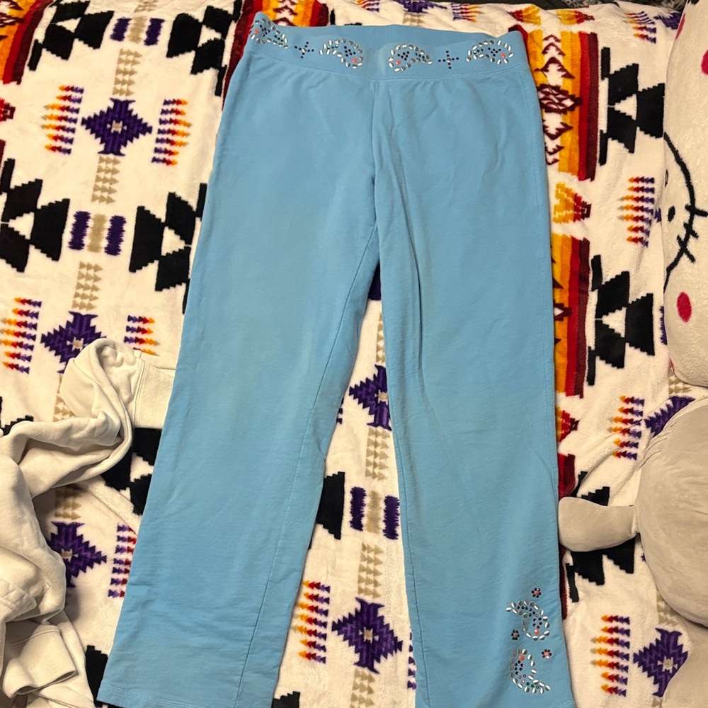 Victoria's Secret Light Blue Wide Leg Pants with Embellishment